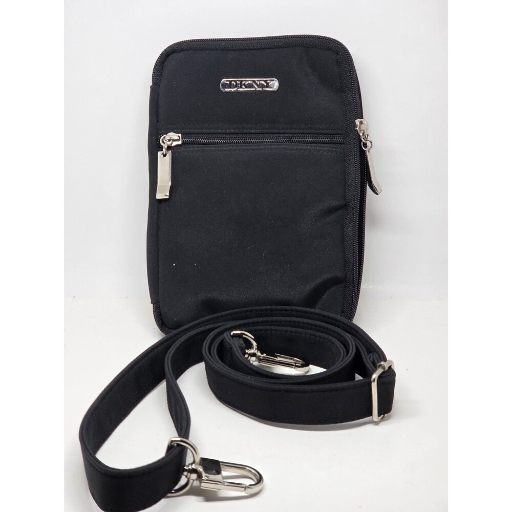 Vintage DKNY Black Nylon Flight Crossbody Bag Utility Travel Pouch Made In Korea